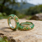 FuAttract Blessings Harmony & Elegant Energy Ruyi Filigree Green Chalcedony Dual Band Ring - image 4