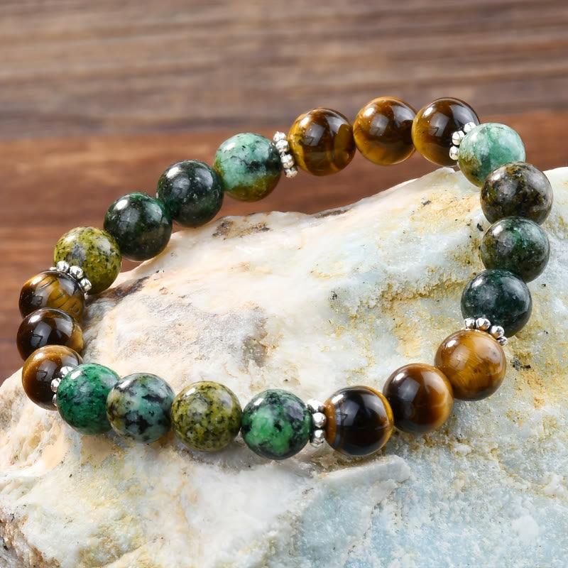 FuAttract Confidence Wisdom & Empowering Energy Tiger's Eye African Turquoise Stone Bracelet - image 5