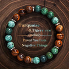 FuAttract Confidence Wisdom & Empowering Energy Tiger's Eye African Turquoise Stone Bracelet - 6.3-7.3in/16-18.5cm - image 0