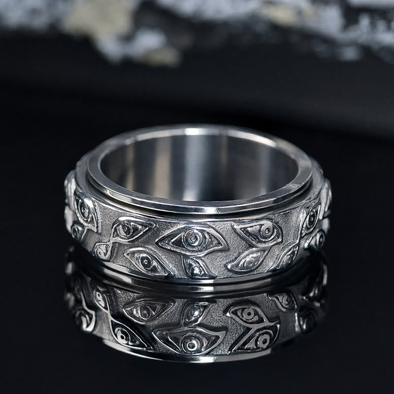 FuAttract Confidence Protection & Focus Rotating Evil Eye Stainless Steel Ring - Silver - US 12 - image 6