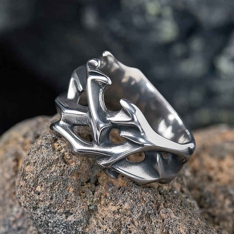 FuAttract Power Courage & Strength Vintage Dragon Totem Flame Titanium Steel Ring - image 1