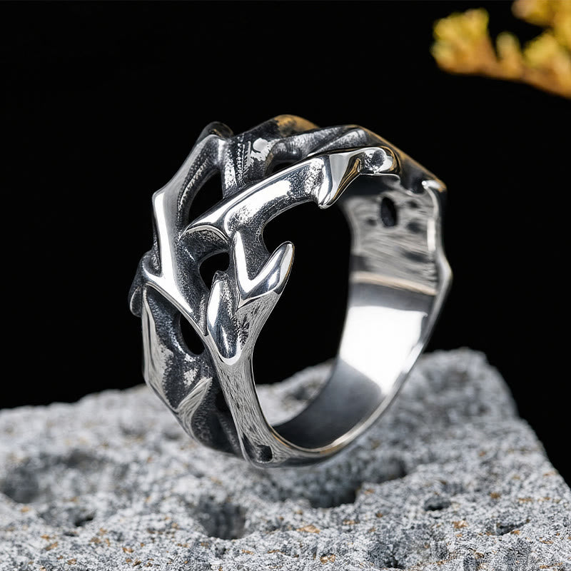 FuAttract Power Courage & Strength Vintage Dragon Totem Flame Titanium Steel Ring - image 2