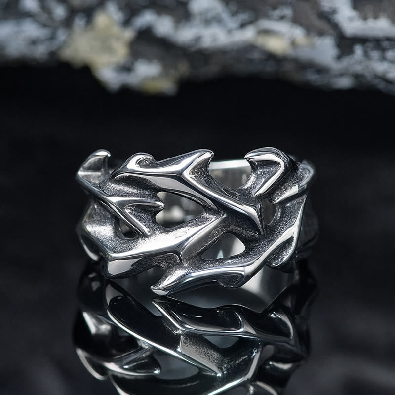 FuAttract Power Courage & Strength Vintage Dragon Totem Flame Titanium Steel Ring - US 13 - image 0