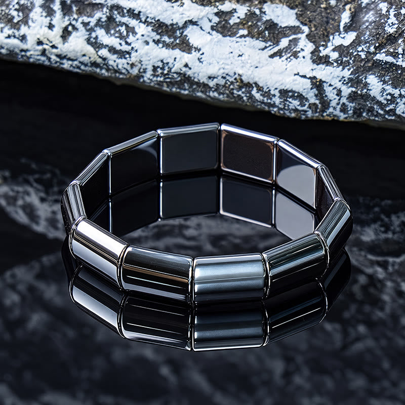 FuAttract Stability Grounding & Confidence Hematite Small S Wave Magnetic Bracelet - Double Hole Half Face - image 11