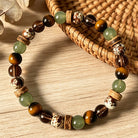 FuAttract Strength Growth & Natural Harmony Tiger's Eye Green Agate Wooden Spacer Bracelet - image 4