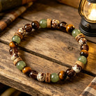 FuAttract Strength Growth & Natural Harmony Tiger's Eye Green Agate Wooden Spacer Bracelet - image 2