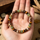 FuAttract Strength Growth & Natural Harmony Tiger's Eye Green Agate Wooden Spacer Bracelet - image 3