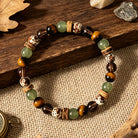 FuAttract Strength Growth & Natural Harmony Tiger's Eye Green Agate Wooden Spacer Bracelet - image 1