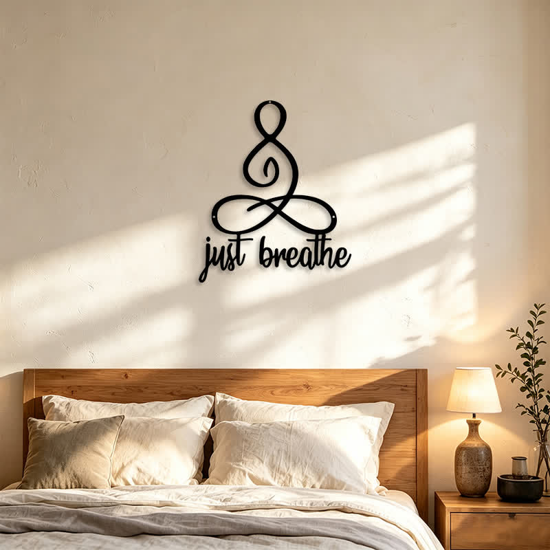 FuAttract Serenity Balance & Mindful Energy Buddha Just Breathe Yoga Home Art Metal Wall Decor - image 1