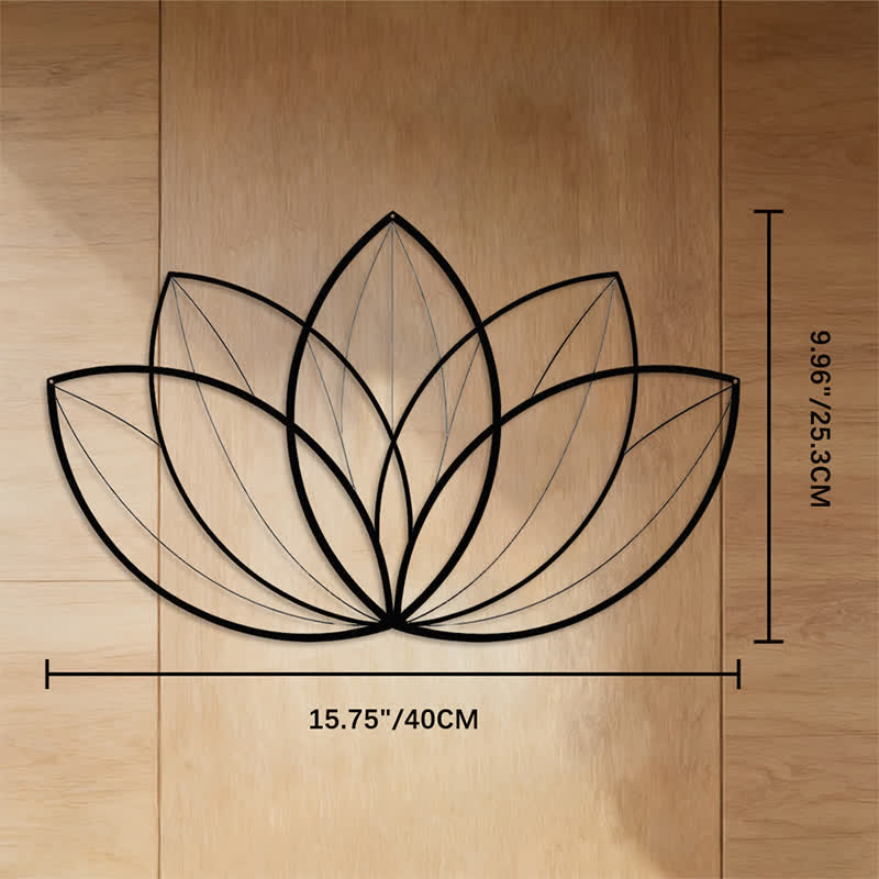 FuAttract Purity Harmony & Serenity Lotus Geometry Yoga Metal Wall Decor Home Art Decor - Black - 15.75"*9.96"*0.05"/40*25.3*0.12cm - image 5