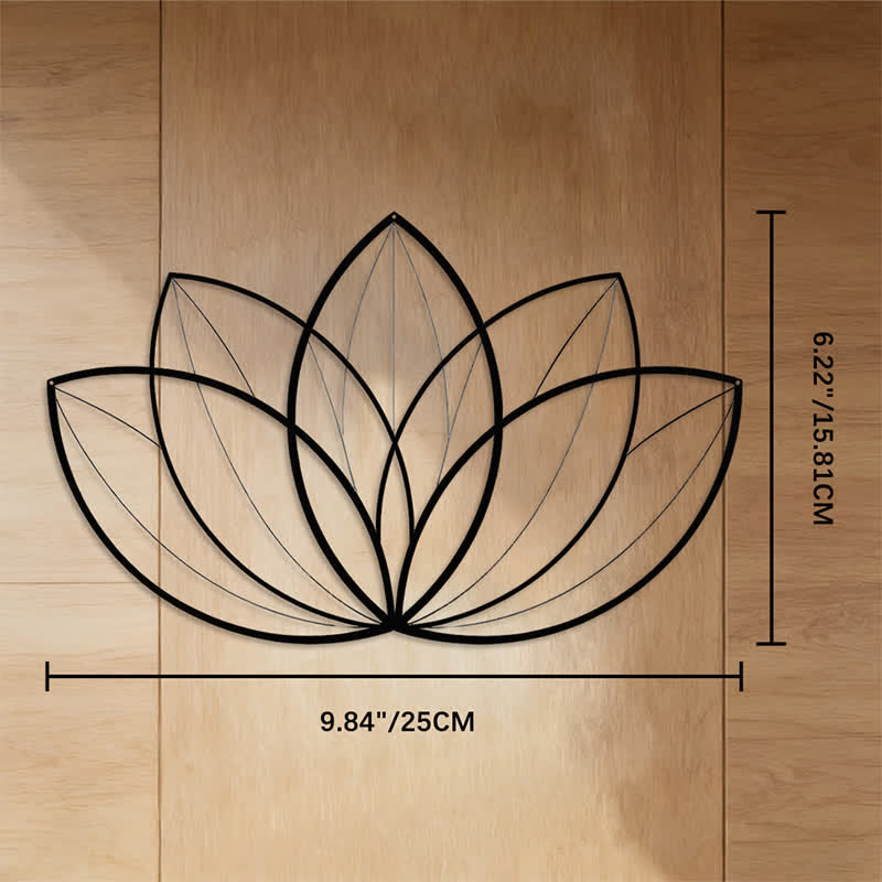 FuAttract Purity Harmony & Serenity Lotus Geometry Yoga Metal Wall Decor Home Art Decor - Black - 9.84"*6.22"*0.04"/25*15.81*0.1cm - image 2