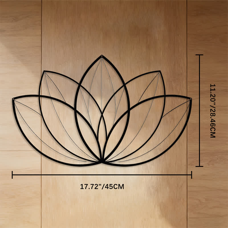 FuAttract Purity Harmony & Serenity Lotus Geometry Yoga Metal Wall Decor Home Art Decor - Black - 17.72"*11.20"*0.05"/45*28.46*0.12cm - image 6