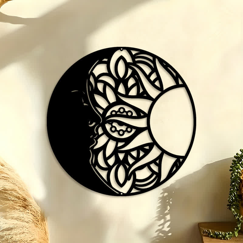 FuAttract Serenity Balance & Celestial Mandala Sun & Crescent Moon Metal Wall Decor Home Art Decor - image 0