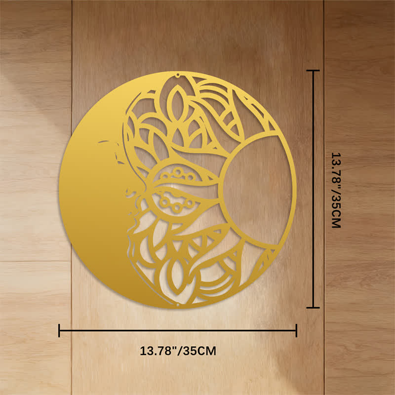 FuAttract Serenity Balance & Celestial Mandala Sun & Crescent Moon Metal Wall Decor Home Art Decor - Gold - 13.78"*13.78"*0.04"/35*35*0.1cm - image 19