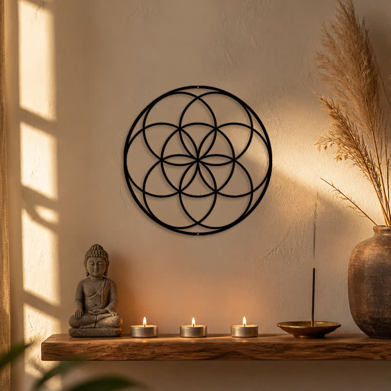 FuAttract Harmony Balance & Sacred Mandala Seed of Life Metal Wall Decor Home Art Decor - image 1