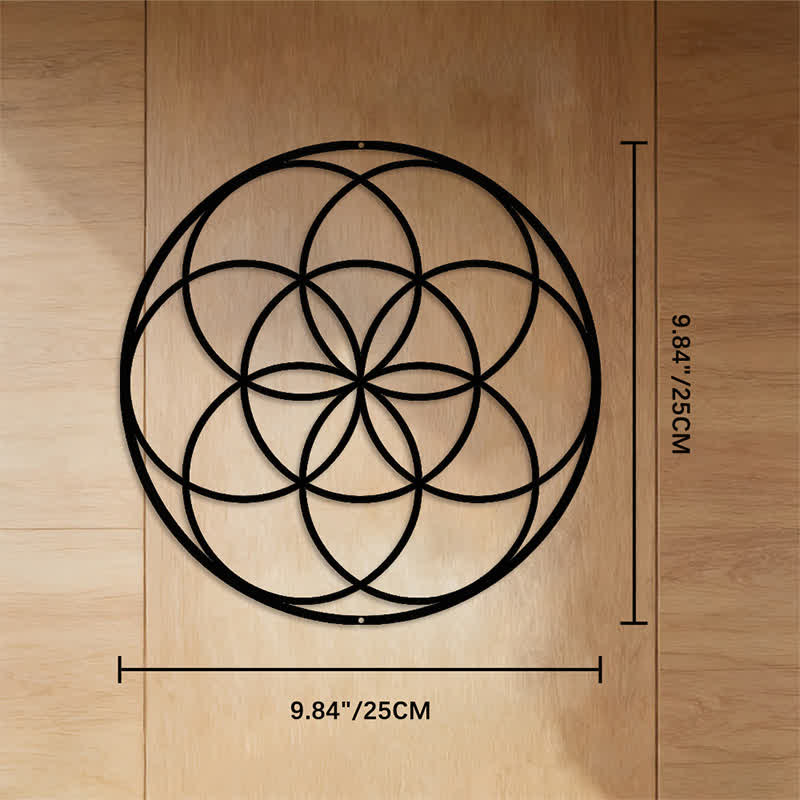 FuAttract Harmony Balance & Sacred Mandala Seed of Life Metal Wall Decor Home Art Decor - Black - 9.84"*9.84"*0.04"/25*25*0.1cm - image 3
