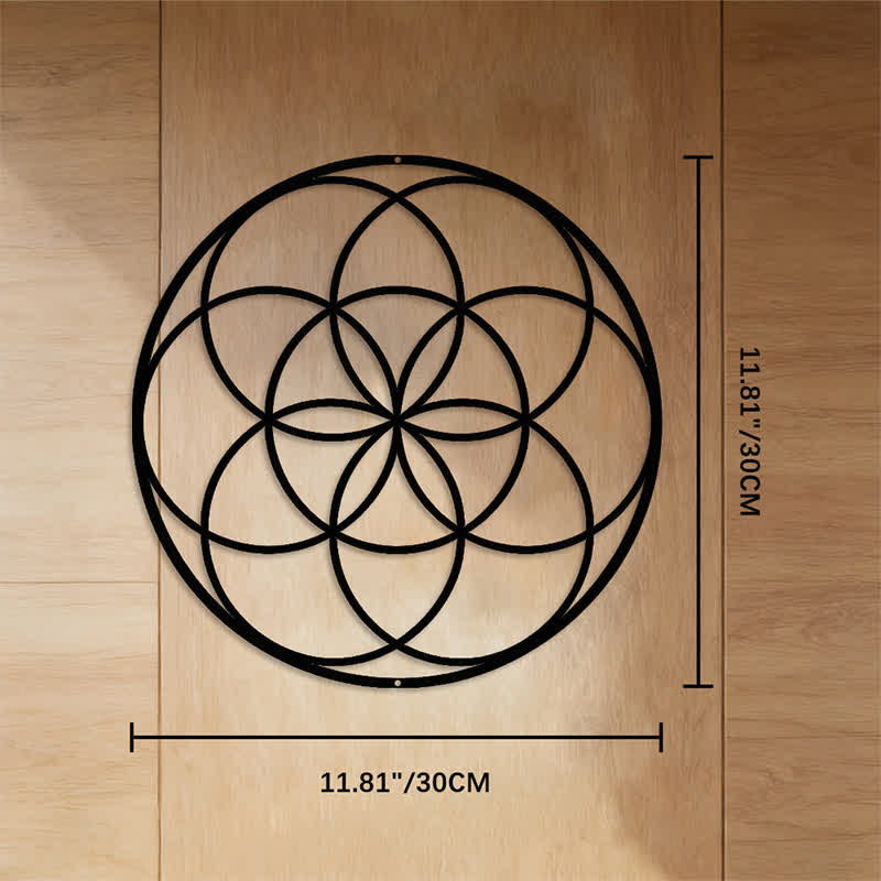 FuAttract Harmony Balance & Sacred Mandala Seed of Life Metal Wall Decor Home Art Decor - Black - 11.81"*11.81"*0.04"/30*30*0.1cm - image 4
