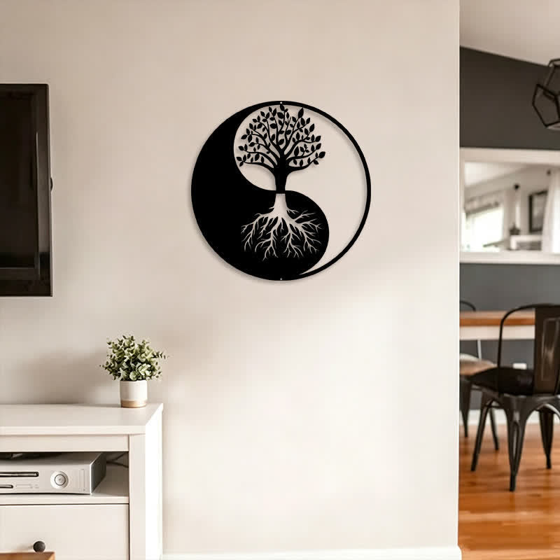 FuAttract Growth Serenity & Sacred Yin Yang Tree of Life Metal Wall Decor Home Art Decor - image 1