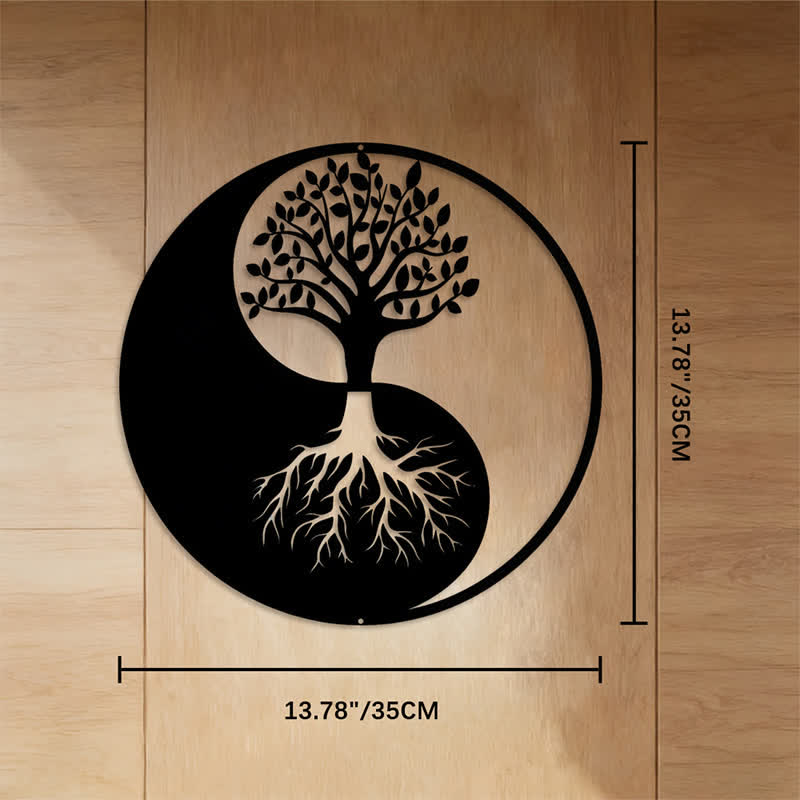 FuAttract Growth Serenity & Sacred Yin Yang Tree of Life Metal Wall Decor Home Art Decor - Black - 13.78"*13.78"*0.04"/35*35*0.1cm - image 5