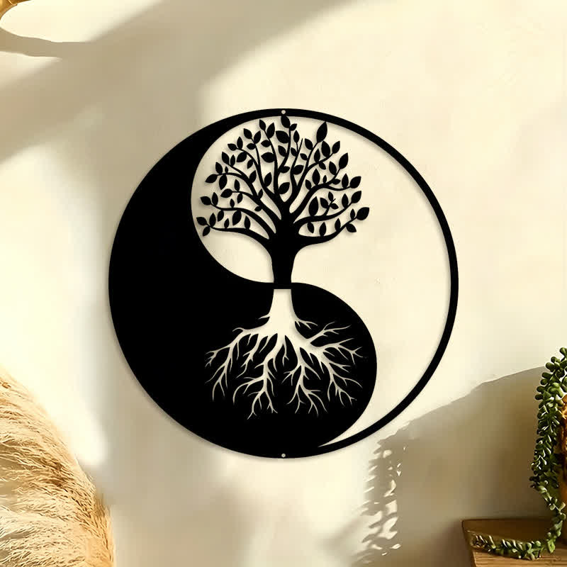 FuAttract Growth Serenity & Sacred Yin Yang Tree of Life Metal Wall Decor Home Art Decor - image 0