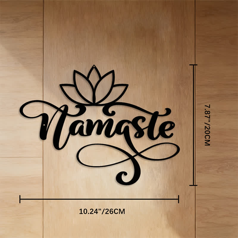 FuAttract Harmony Peace & Sacred Namaste Gesture Lotus Metal Wall Decor Home Art Decor - Black - 10.24"*7.87"*0.04"/26*20*0.1cm - image 2