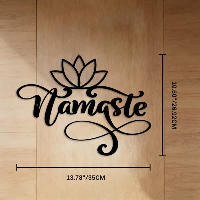 FuAttract Harmony Peace & Sacred Namaste Gesture Lotus Metal Wall Decor Home Art Decor - Black - 13.78"*10.60"*0.04"/35*26.92*0.1cm - image 4