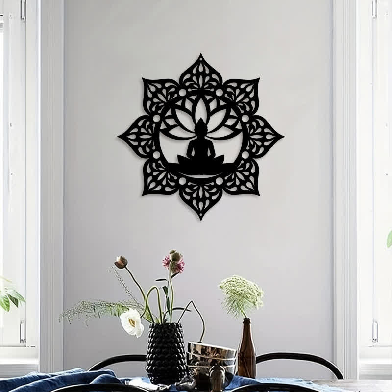 FuAttract Peace Harmony & Spiritual Seated Buddha Lotus Mandala Home Art Metal Wall Decor - image 9