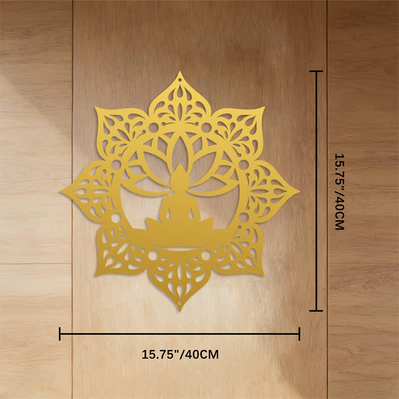 FuAttract Peace Harmony & Spiritual Seated Buddha Lotus Mandala Home Art Metal Wall Decor - Gold - 15.75"*15.75"*0.05"/40*40*0.12cm - image 20