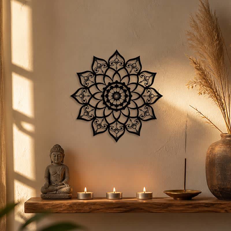 FuAttract Wisdom Peace & Spiritual Lotus Mandala Metal Wall Decor Home Art Decor - image 1
