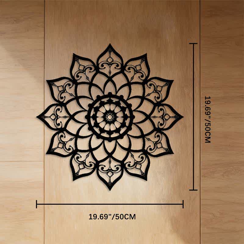 FuAttract Wisdom Peace & Spiritual Lotus Mandala Metal Wall Decor Home Art Decor - Black - 19.69"*19.69"*0.05"/50*50*0.12cm - image 8