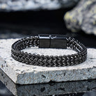 FuAttract Strength Stability & Connection Woven Square Reversible Stainless Steel Bracelet - Black - 23CM（5x10mm） - image 20