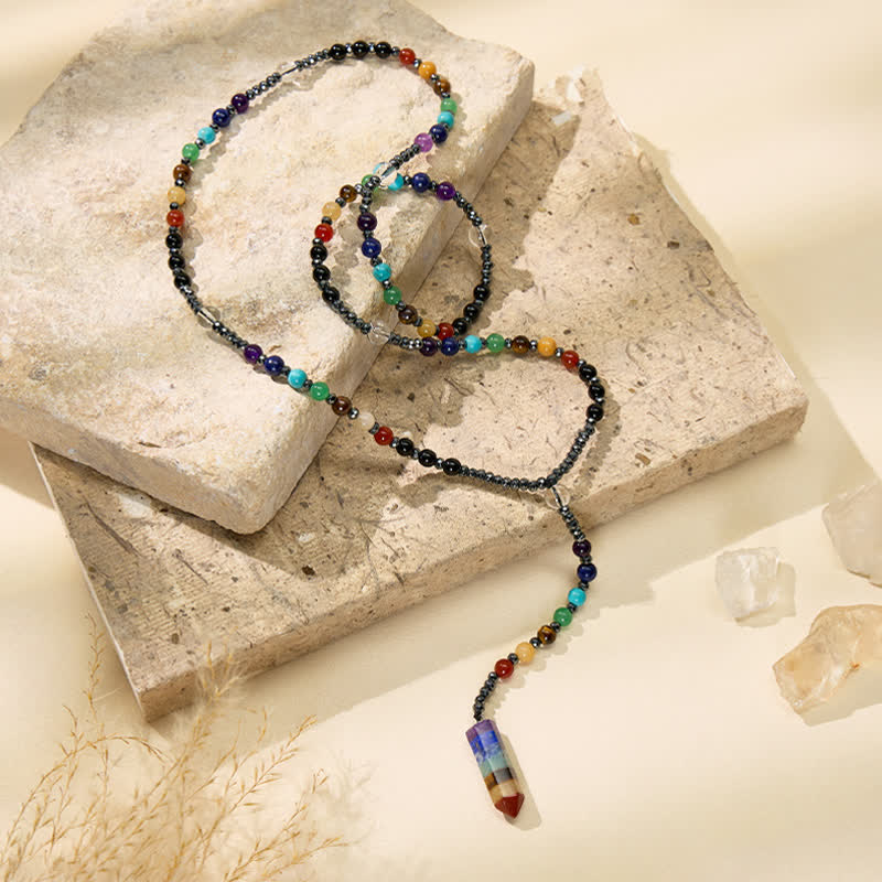 FuAttract Harmony Clarity & Inner Peace Seven Chakra Crystal Pendant Healing Necklace - Multicolor - image 0