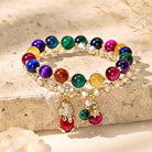 FuAttract Prosperity Protection & Good Fortune Seven Chakra Crystal Pixiu Pendant Double Layer Bracelet - 6mm - image 0