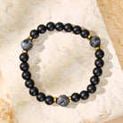 FuAttract Protection Strength & Grounding Energy Black Onyx Faceted Black Glitter Stone Bracelet - 8mm - image 0