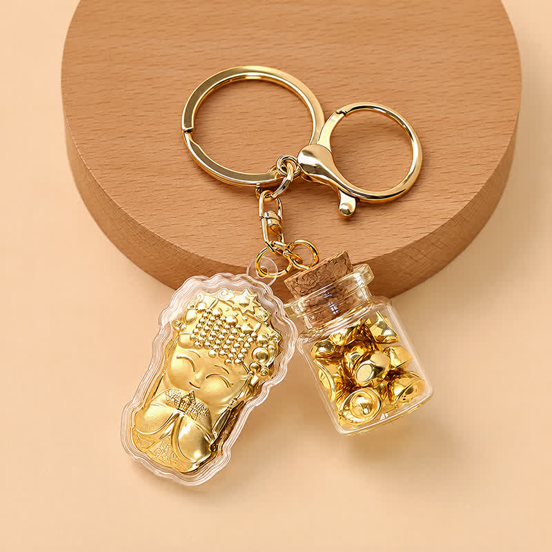 FuAttract Protection Fortune & Safe Travel Acrylic Imitation Gold Foil Mazu Zodiac Horse Sycee Engraved Keychain - image 0