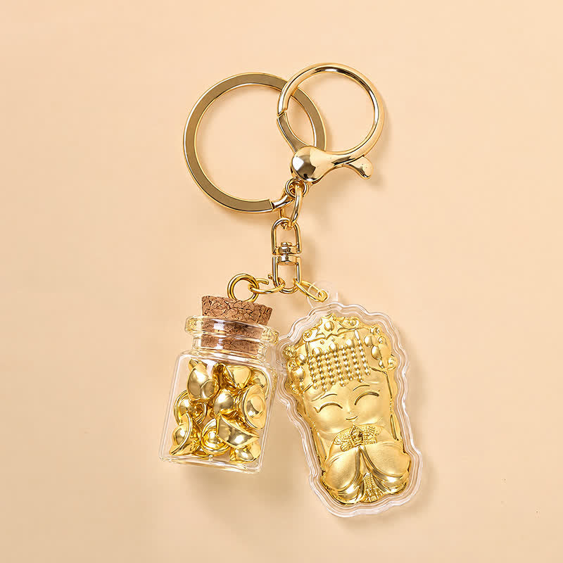 FuAttract Protection Fortune & Safe Travel Acrylic Imitation Gold Foil Mazu Zodiac Horse Sycee Engraved Keychain - image 1