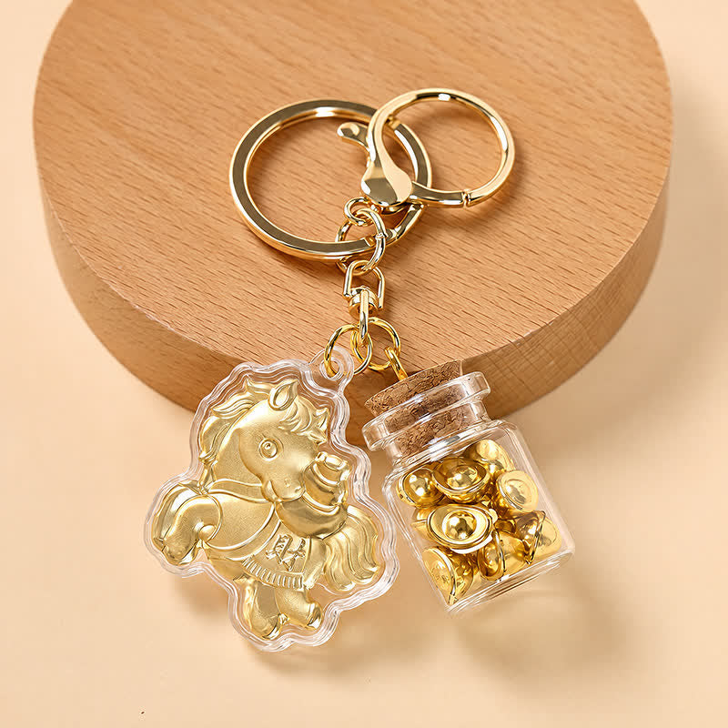 FuAttract Protection Fortune & Safe Travel Acrylic Imitation Gold Foil Mazu Zodiac Horse Sycee Engraved Keychain - Instant Wealth Upon the Horse - image 14