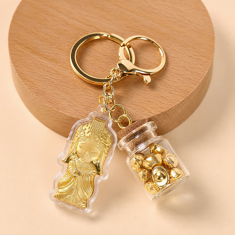 FuAttract Protection Fortune & Safe Travel Acrylic Imitation Gold Foil Mazu Zodiac Horse Sycee Engraved Keychain - image 11