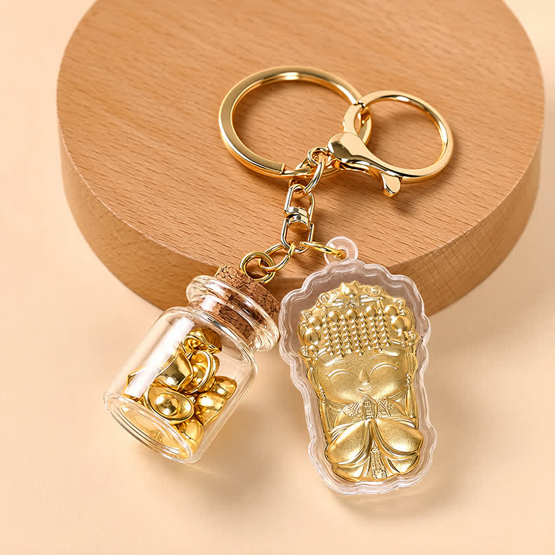 FuAttract Protection Fortune & Safe Travel Acrylic Imitation Gold Foil Mazu Zodiac Horse Sycee Engraved Keychain - image 2