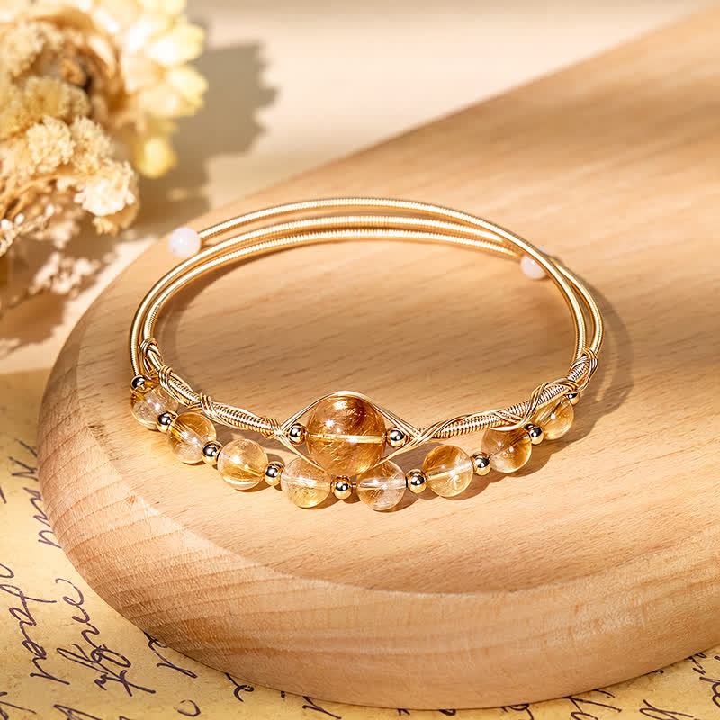 FuAttract Wealth Good Fortune & Protection Cat's Eye Goldstone Crystal Agate Double Layer Bracelet - Citrine - image 12