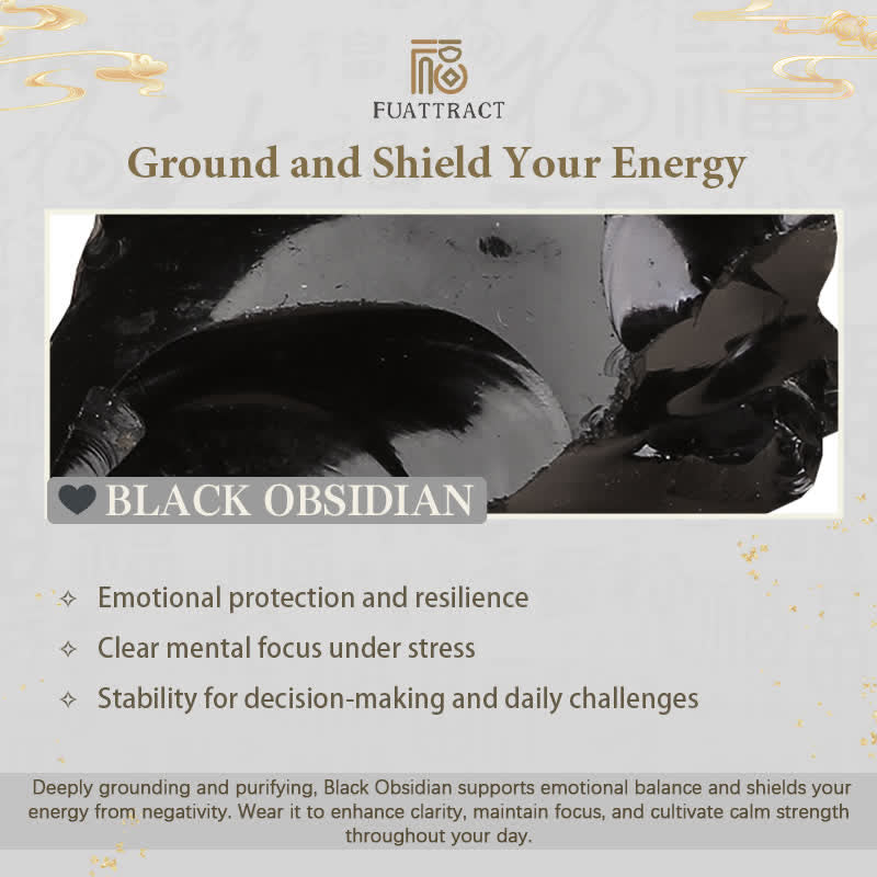 FuAttract Protection Grounding & Good Fortune Obsidian Meteorite Bead Bracelet - image 6