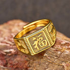 FuAttract Fortune Blessing & Auspicious Energy Brass Fu Character Square Engraved Ring - image 4