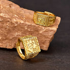 FuAttract Fortune Blessing & Auspicious Energy Brass Fu Character Square Engraved Ring - image 6