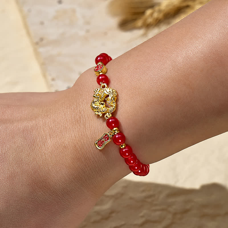 FuAttract Fortune Prosperity & Auspicious Energy Glaze Bead Chinese Dragon Coin FU Bracelet - image 4