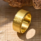 FuAttract Wisdom Serenity & Spiritual Energy Spinner Buddhist Swastika Heart Sutra Ring - Golden - US 12 - image 0