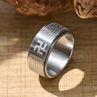 FuAttract Wisdom Serenity & Spiritual Energy Spinner Buddhist Swastika Heart Sutra Ring - Silver - US 12 - image 11