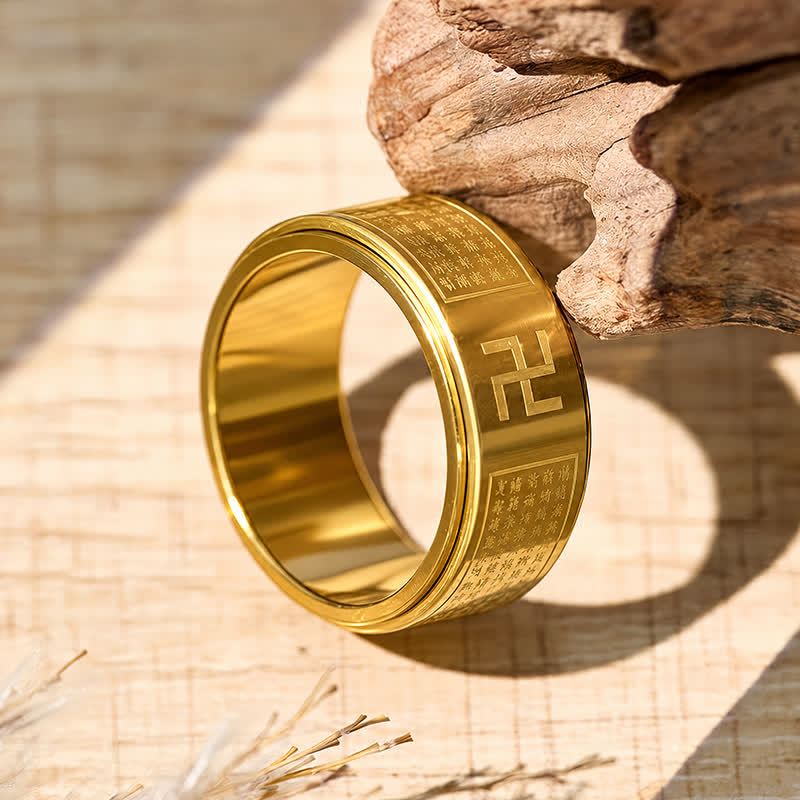 FuAttract Wisdom Serenity & Spiritual Energy Spinner Buddhist Swastika Heart Sutra Ring - image 3