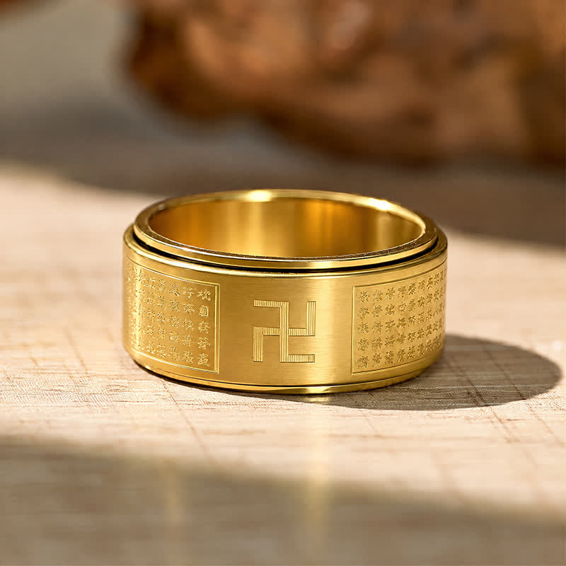 FuAttract Wisdom Serenity & Spiritual Energy Spinner Buddhist Swastika Heart Sutra Ring - image 2