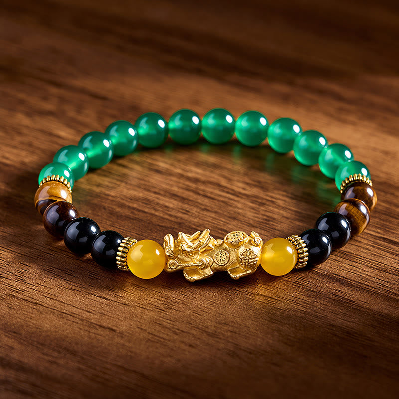 FuAttract Wealth Luck & Good Fortune Citrine Green Aventurine Tiger Eye Pixiu Feng Shui Bracelet - 8mm - image 0