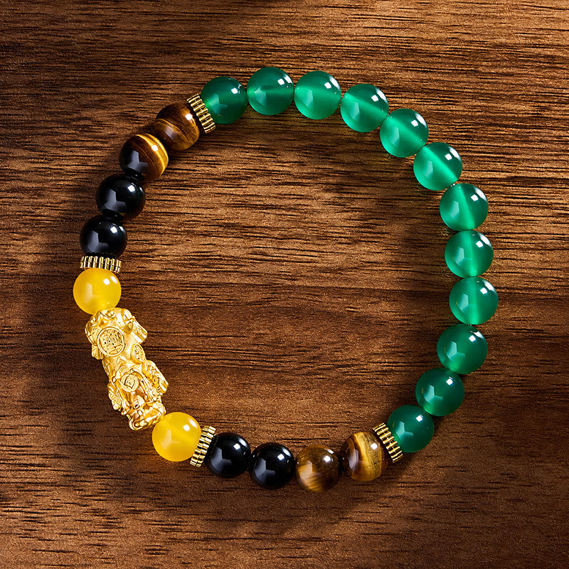 FuAttract Wealth Luck & Good Fortune Citrine Green Aventurine Tiger Eye Pixiu Feng Shui Bracelet - image 2